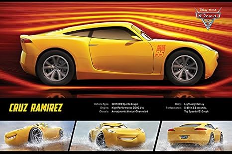 Amazon Com Poster Stop Online Cars 3 Pixar Disney Movie Poster Print Cruz Ramirez Stats Size 36 X 24 Posters Prints