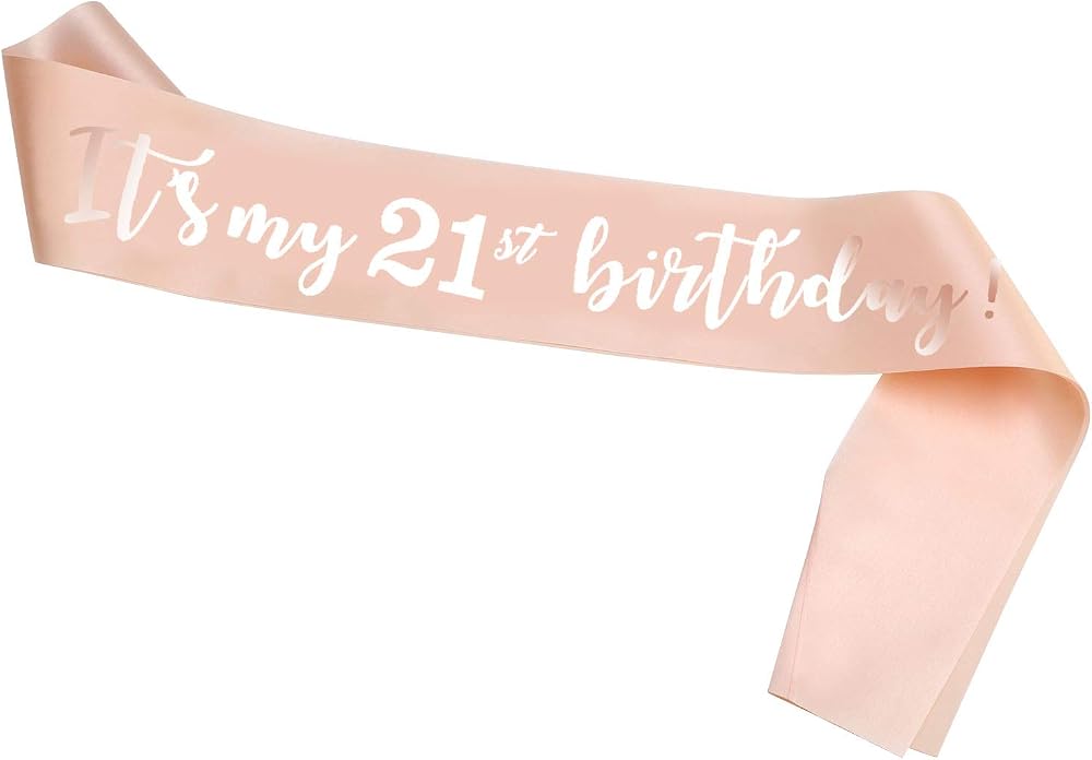 HOWAF Rose Gold 21st Birthday Sash Girls Women One Size Satin Party Decor