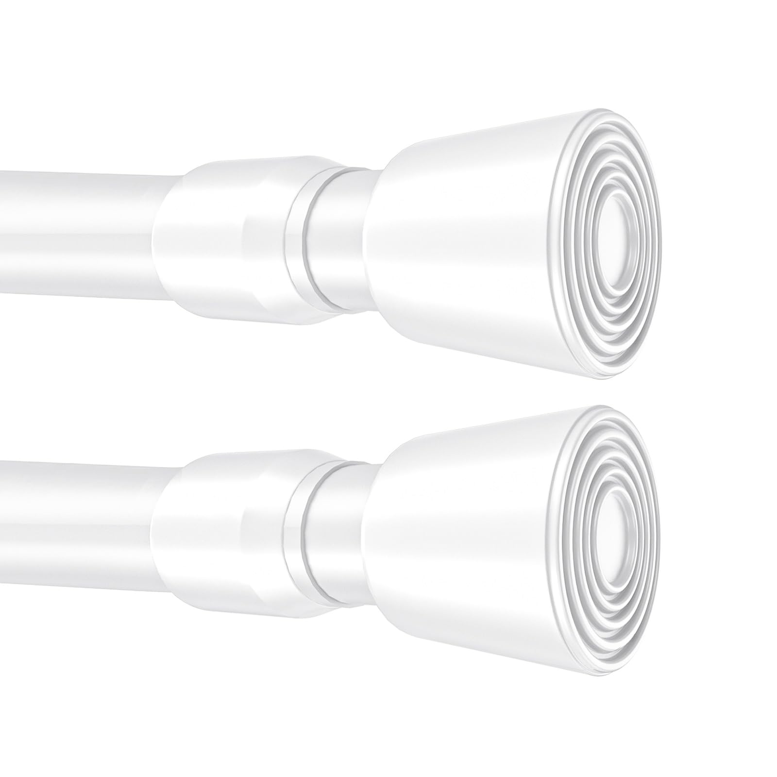 Photo 1 of 2 Pack 33"-59" No Splicing Shower Curtain Tension Rods, Spring Telescopic Rod, Heavy Duty, No Bending, No Drilling Adjustable Rod for for Windows, Bedroom, Doorway Door, Closet, White