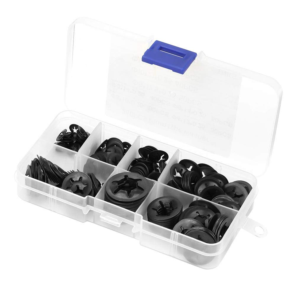 Lock Washer - Manganese Steel Push On Washer Retaining Lock Washers Set 3/4/5/6/8/10/12mm(260pcs/pack)