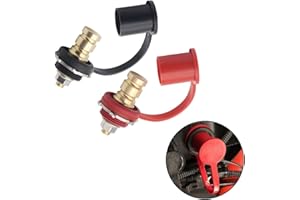 2-Pack Battery Charger Post Kit with Safety – 250A Red & Black Terminal Studs for Automotive, Marine, ATV & Truck Battery Ter