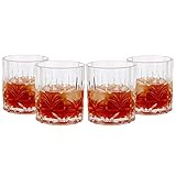 Lily's Home Acrylic Double Old Fashioned Whiskey Tumbler - Set of 4 Premium Indoor / Outdoor Whisky Scotch Tumblers - Shatterproof, Reusable, Dishwasher Safe