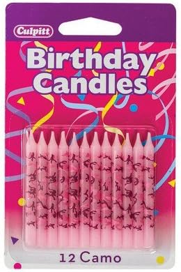 Pink Camo Print Birthday Cake Candles - 12 ct