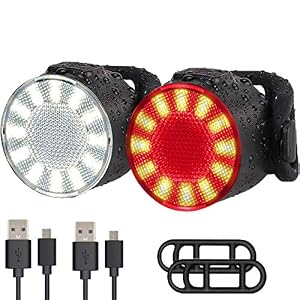LED Bike Lights Set, USB Rechargeable Super Bright 6 Light Mode Options Waterproof Bicycle Lights Sets,Front and Rear…