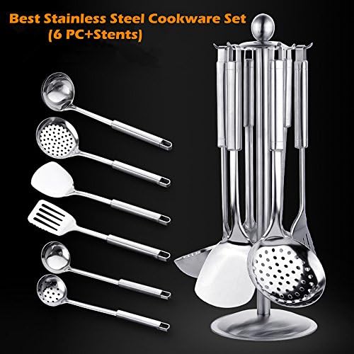 Kitchen Utensil 7 pcs Cooking Utensils Set with Revolving stand ,Skimmer, Slotted Turner, Ladle, Spatula Tools