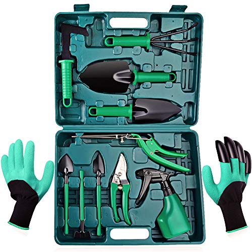 Gardening-Gifts Gardening Tools Set Garden Tools Set for Women Men Kid, Gardening Gloves Shears Portable Box Steel Garden Hand Tool Kit, Vegetable Herb Indoor Outdoor Storage Toolbox Gardener Supplies