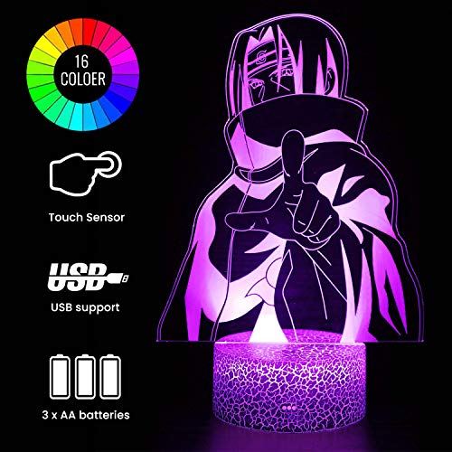 3D Led Anime Light,16 Colors 3D Touch + Remote Control Color Changing Night Light,for Holiday Gifts, and Bedroom Decorations