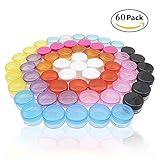 5G/5ML Container Cosmetic Jars with MultiColor Lids 60 Pcs for Makeup Cosmetic Samples, Small Jewelry, Beads, Nail Charms and Accessories by POVAD (5G/5ML Container × 60)