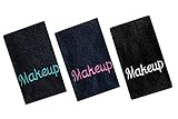 Luxury 100% Cotton Makeup Removal and Cleansing Embroidered Finger-Tip Towels by Home Bargains Plus , New Colors, Set of 3 Make-Up Finger-Tip Towels, Multi Pack 3 Colors