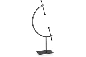 JUXYES UXYES Black Metal Sphere Holder Caliper Stand, Hold 1-1/2 to 5, Caliper Style Display Stand for Mineral, Ornament, Gem, Shell, Coin, etc