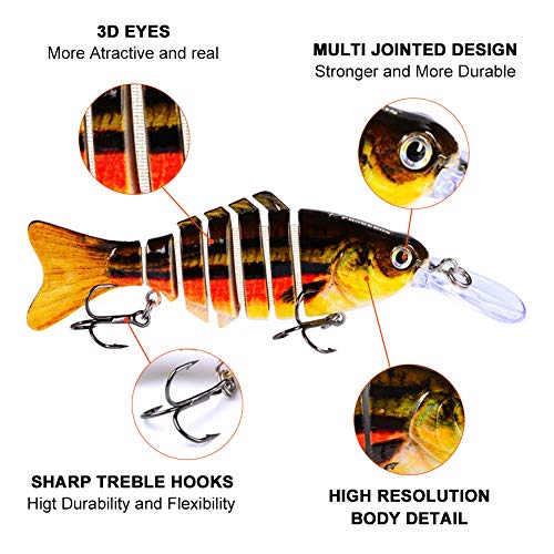 Tzutogether 5 Pièces Leurres De Pêche, Leurres De Pêche En Mer Avec 2 Crochets Aigus Super Tranchants Réaliste Coule Lentement Kit De Pêche Pour Leurres De Brochet Jaune Doré Et Poisson De Mer