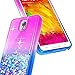 Galaxy Note 3 Case w/ [Tempered Glass Screen Protector], NageBee Glitter Liquid Quicksand Flowing Shiny Sparkle Bling Luxury Clear Cute Case for Samsung Galaxy Note 3 / Note III N9000 (Purple/Blue)