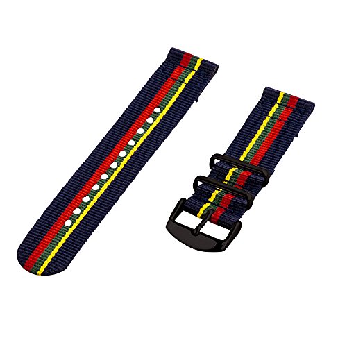 Clockwork Synergy, LLCClockwork Synergy - 22mm 2 Piece Classic Nato PVD Nylon Navy / Red / Green / Yellow Replacement Watch Strap Band