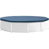 INTEX Pool Cover for 15ft Round Above Ground Swimming Pools | 28032E - Suitable for Metal Frame Pools - Includes Drain Holes and 10in Overhang, Snug Fit