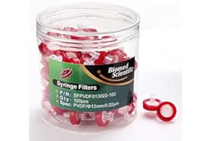 Syringe Filters Hydrophobic PVDF 13 mm Diameter 0.22 um Pore Size Non Sterile Pack of 100 by Biomed Scientific