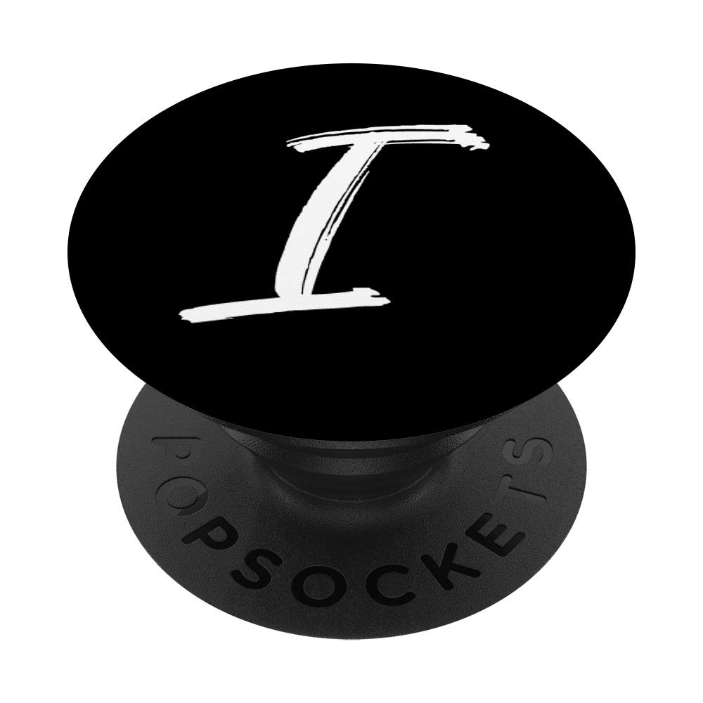 White Monogram Letter I Initial Design Personalized PopSockets PopGrip: Swappable Grip for Phones & Tablets