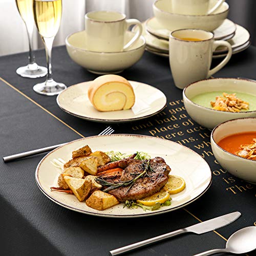 vancasso Kombiservice Set, Navia Geschirrset aus Steingut, 32 teilig Tafelservice, Vintage Aussehen, Natur Design, beige… – Bild 6