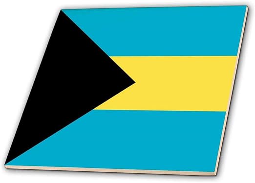 Amazon Com 3drose Ct 158449 1 Flag Of The Bahamas Islands Bahamian Blue Yellow Gold Stripes Black Triangle Country World Souvenir Ceramic Tile 4 Home Kitchen