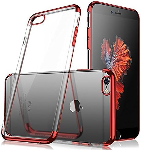 wantflyer iPhone 7 Case,iPhone 8 Case, Slim Clear Soft Flexible TPU Cover for Apple iPhone 7/8(Red)