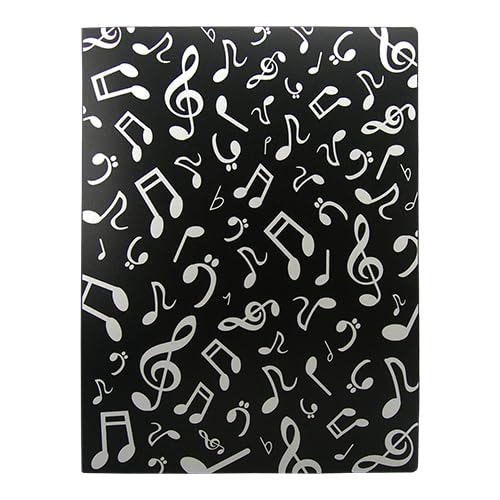 Music Themed 40 Pockets Plastic Folder Display Book Soft Cover – Musical Notes Design