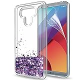 LG G6 Case,LG G6 + Glitter Case with HD Screen Protector for Girls Women,LeYi Bling Shiny Moving Quicksand Liquid Clear TPU Protective Phone Cover Case for LG G6/LG G6 Plus ZX Purple