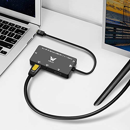 Mini Display Port to HDMI Adapter, 3 in 1 Displayport Cable, Gold Plated 4Kx2K DP Compatible with Thunderbolt to HDMI DVI VGA TV Adapter Cable 1.2 Version