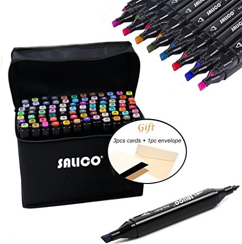 SALICO 40 Colors 1mm / 6mm Dual Tip Brush Graphic Marker Pen Art Sketch Marker Pen Set with Pencil Storage Bag for Artist (Black 40 Pcs)