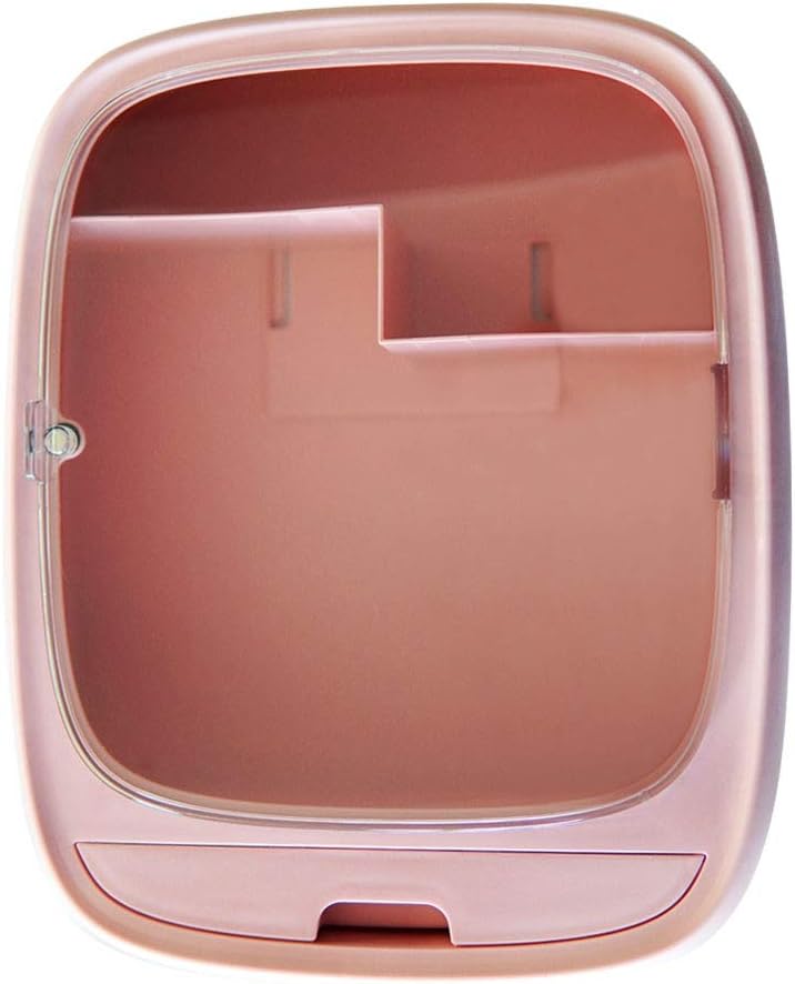 Cosmetic Organizer for Bathroom,No Drilling Wall Mount Makeup Organizer,Dustproof & Waterproof Cosmetics Display Cases,Makeup Storage Box (Pink): Home Improvement