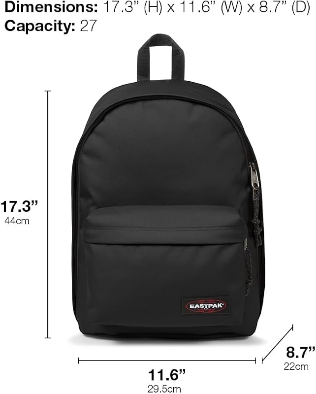 Out of Office Sac à dos 27L (44 x 29,5 x 22 cm), compartiment ordinateur 13–15”, sac école et travail résistant et déperlant avec bretelles rembourrées - BLACK DENIM