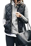 FISACE Women's Stand Collar Basic Solid Quilted Padding Vest Jacket Coats