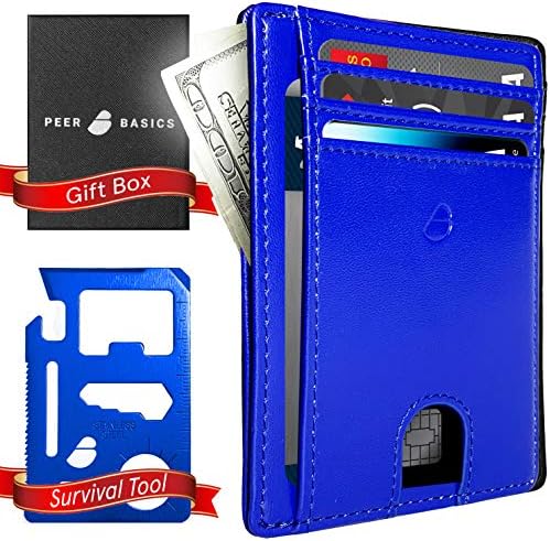 PeerBasics Minimalist Slim RFID-Blocking Men's/Women's Wallet PLUS 11-in-1 Stainless Steel Credit Card Survival Multi Tool
