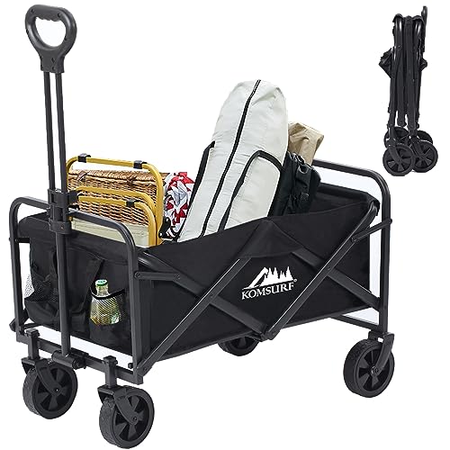 KOMSURF Foldable Utility Wagons Heavy Duty Folding Grocery Cart on