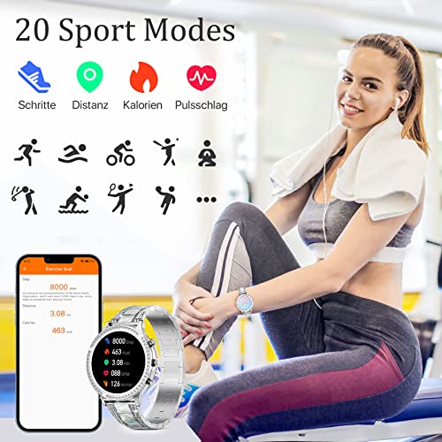 ZKCREATION Women's Smart Watch with Calls and WhatsaApp – Women's Smartwatch with Blood Pressure Heart Rate Monitor Activity Bracelet with Sleep Monitor 20 Sports Mode Bracelet Watch Gifts for Women