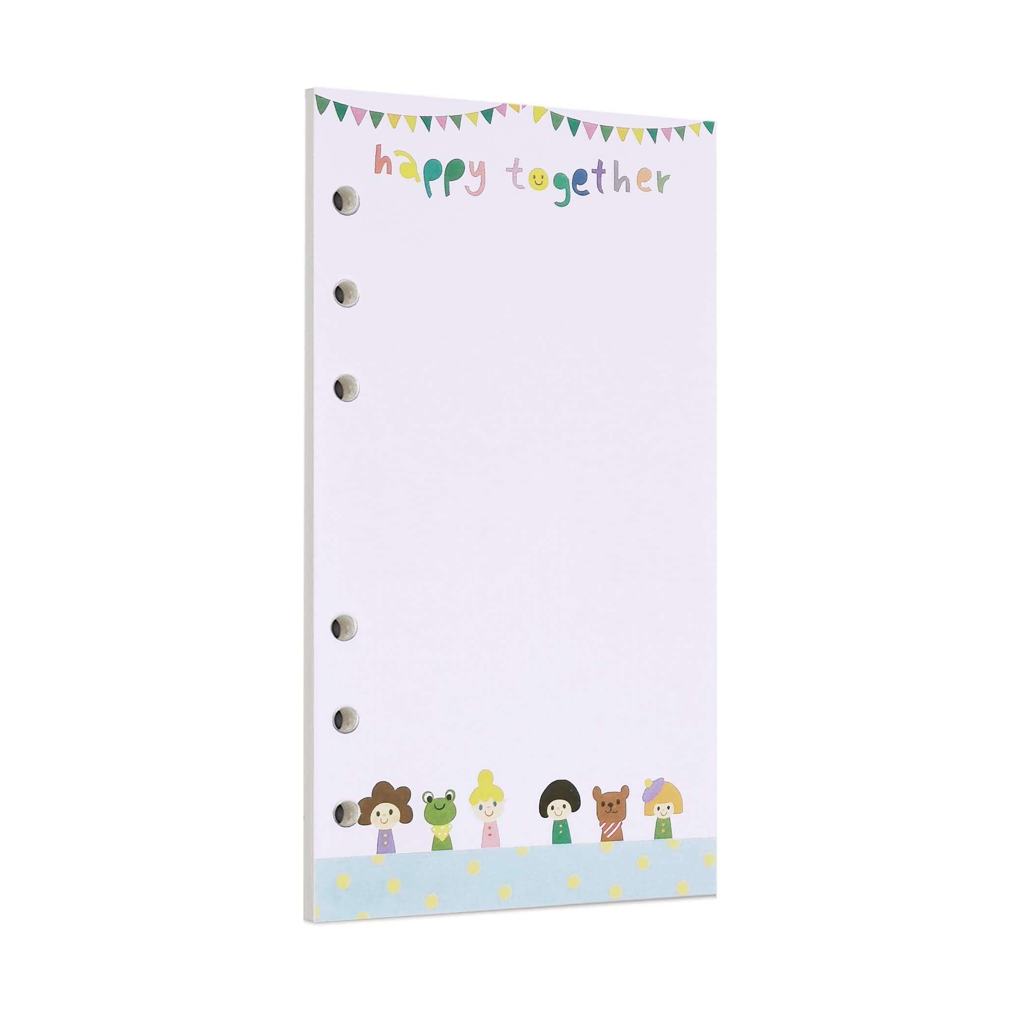 Zelten 40 Sheets 80 Pages Colorful Loose Leaf Punched Paper Refills Paper for 6 Hole Binder Personal Organizer Diary Notebook Refillable Planner (A6, Happy Blank)