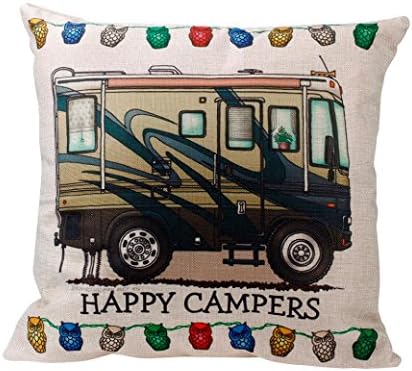 Fullkang HAPPY CAMPERS Pillow Case Sofa Waist Throw Cushion Cover (Khaki)