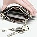 Itslife Triple Zipper Leather Mini Coin Purse Card Holder with Key Chain(Black)