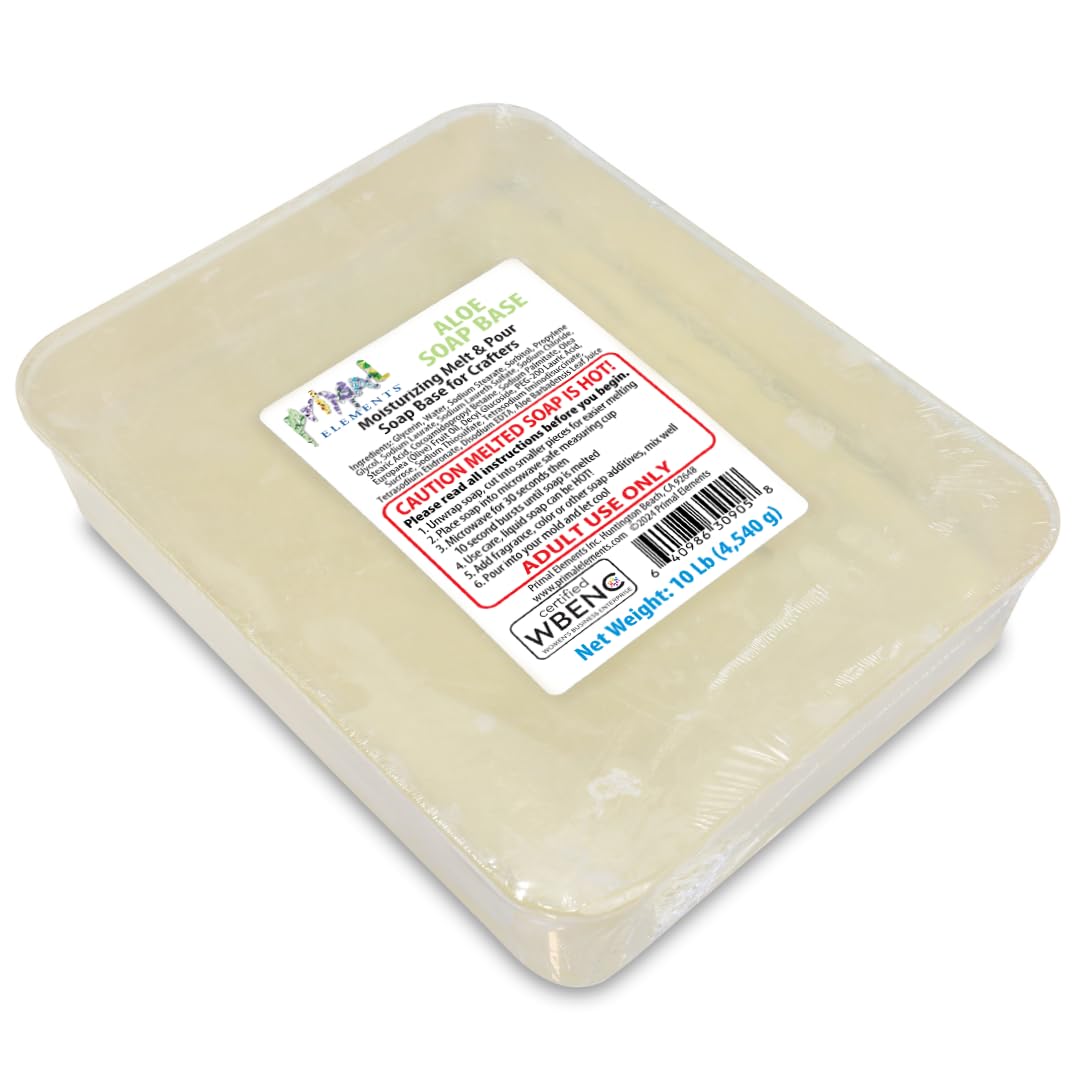 Primal Elements Aloe Soap Base - Moisturizing Melt and Pour Glycerin Soap Base for Crafting and Soap Making, Easy to Cut - 10 Pound Image
