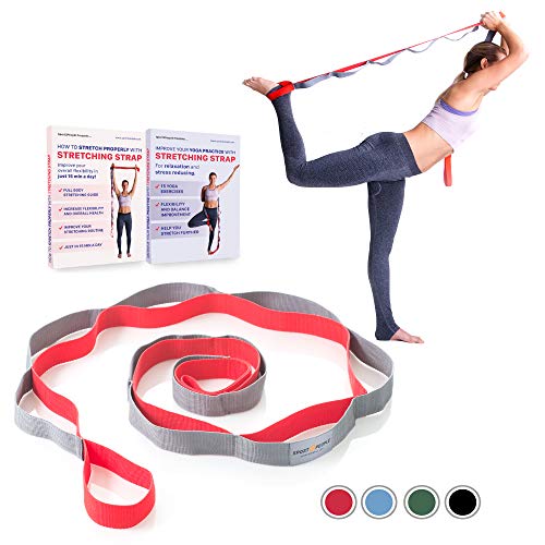 sport2people Yoga Strap for Stretching and Rehabilitation- Rehab Stretch Band with 12 Loops to Improve Your Flexibility – Physical Therapy Equipment
