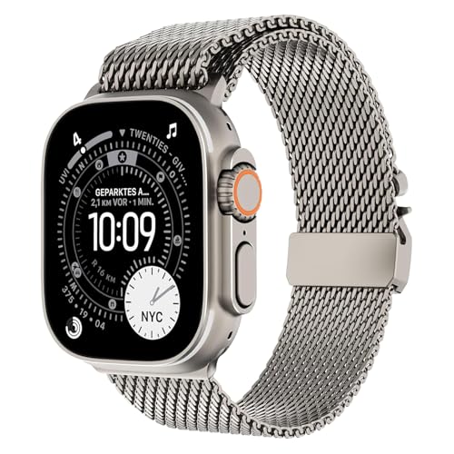 Apple Watch Ultra 3/2/1 49mm, Parachute Style Buckle, Titanium Milanese Straps for iWatch Series 11 10 9 8 7 6 5 4 Ultra SE 3 2 1, 49mm/46mm/45mm/44mm/42mm [[[Series 3/2/1)