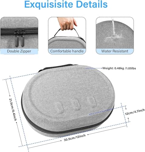 Odluzy Hard Carrying Case for Meta Quest 3, Portable Protection Accessories for Oculus Quest 3, Compact design, Multiple Compartments (Grey)