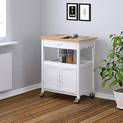 eHemco Kitchen Island Cart on Wheels with Drawer, Storage