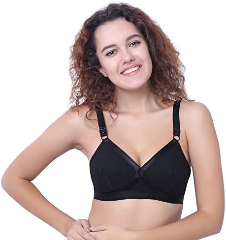 Women's Full Cup Everyday Plus Size Cotton Bra Comfortable Push Lingerie B, C and D Cup Bra Black