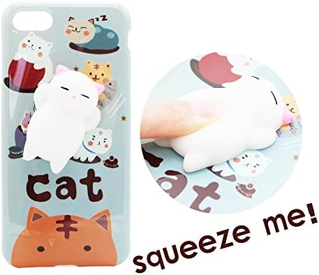 iPhone 6 6S Case(4.7inches), Iteasier Finger Stress Reduce Cover, 3D Cute Mini Toy Animal Mochi Squeeze Stretch Compress Anti-anxiety Cell Phone Case for Girls Women Kids (Iphone6 cat)