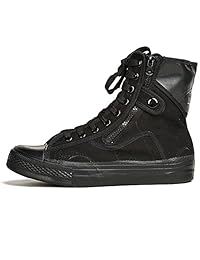Odema - Zapatillas de lona para hombre, zapatillas altas para tobillo plano, zapatos de encaje