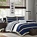 Intelligent Design Ashton Casual Comforter Set, Vibrant Colorblock Design, Modern Bedding Geometric Stripes All Season Cover, Matching Shams, Decorative Pillow, Twin/Twin XL, Ashton Khaki/Navy, 3 Piece