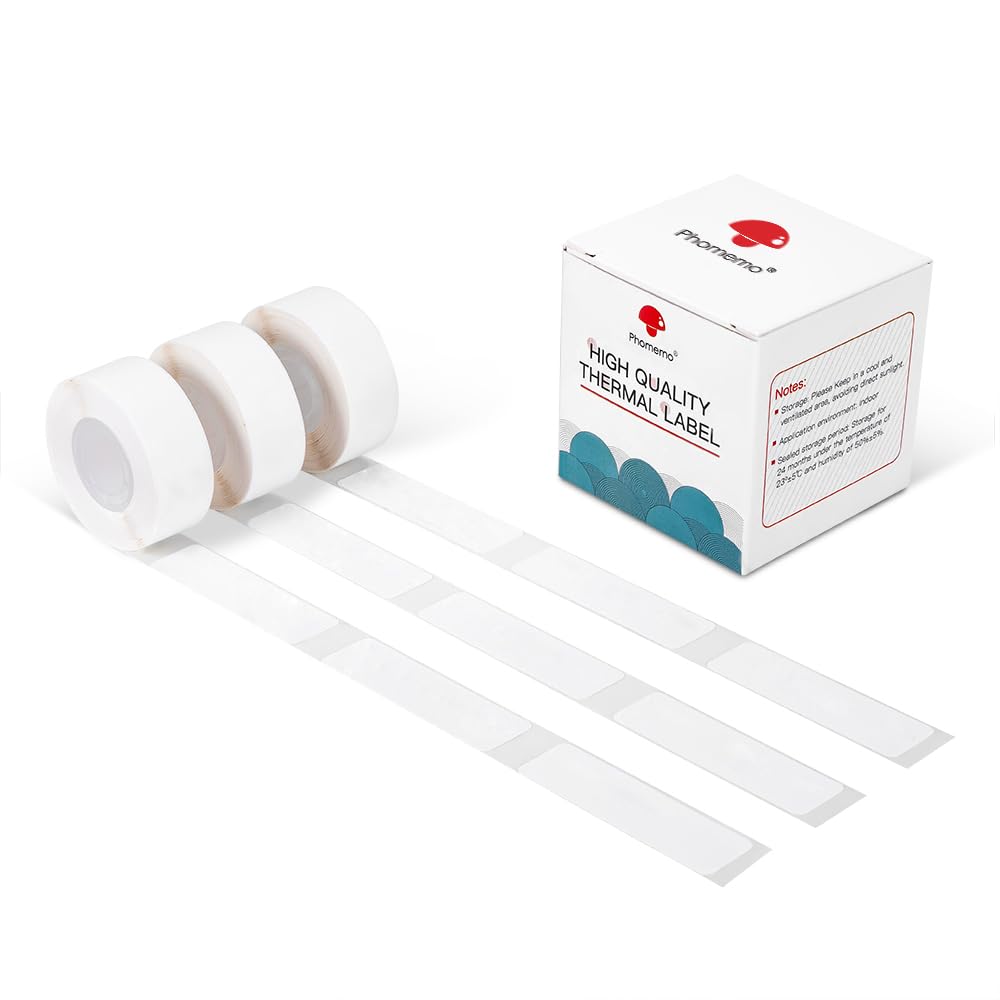 Phomemo D30 White Labels - Self-Adhesive, 14x50mm/0.55x1.97inch, 3 Rolls
