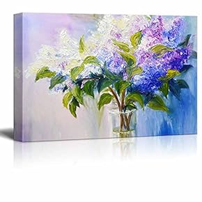 Lilacs in a Vase in Oil Painting Style Wall Decor