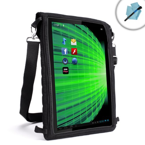 Kids Tablet Case Cover by USA Gear with Touch Capacitive Screen Protector , Adjustable Carrying Strap & Padded Neoprene - Works w/ HP ElitePad 1000 G2 , Barnes & Noble Nook 9.6 , Contixo Kids 9 & More
