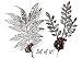 BANBERRY DESIGNS Christmas Picks - Set of 12 Silver Leaf Pics with Red Holly Berries and Pine Cones - Artificial Holiday Picks