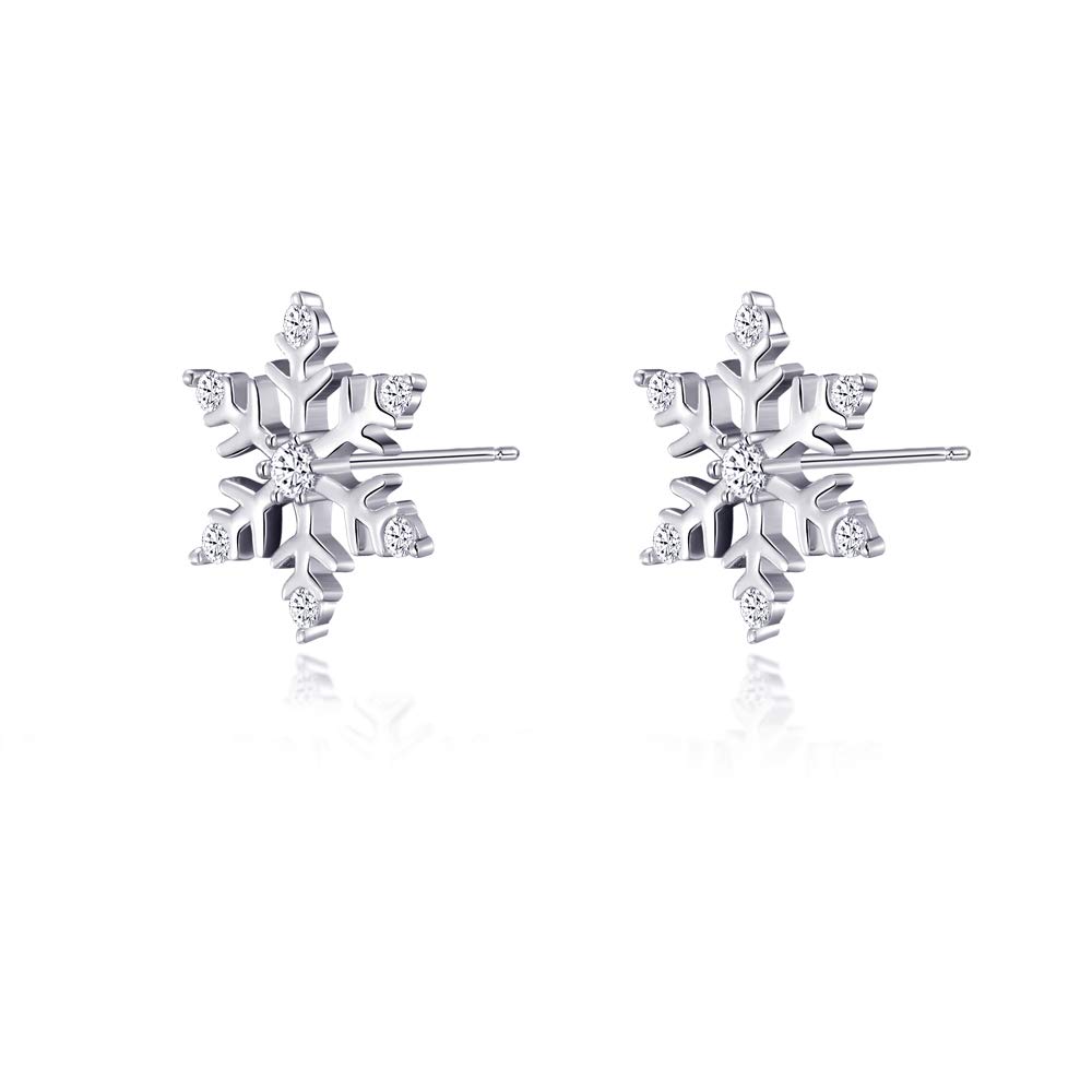 Snowflake Earrings Sterling Silver Winter Snowflake Jewellery for Women Girls Christmas Earrings Gifts (snowflake earrings)